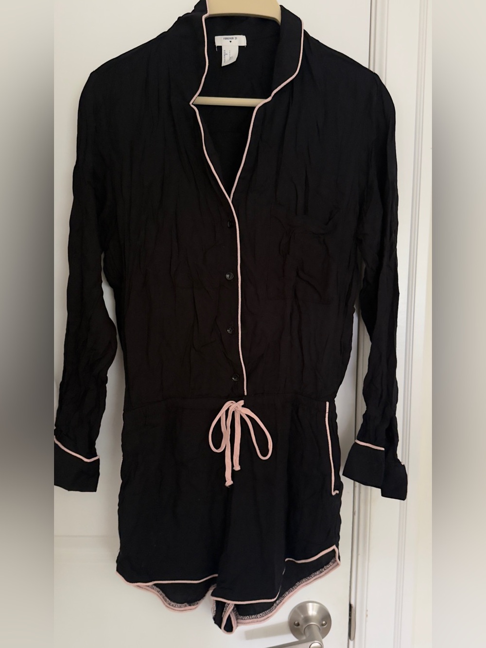 Forever 21 -  Women's Black Romper with Pink Piping